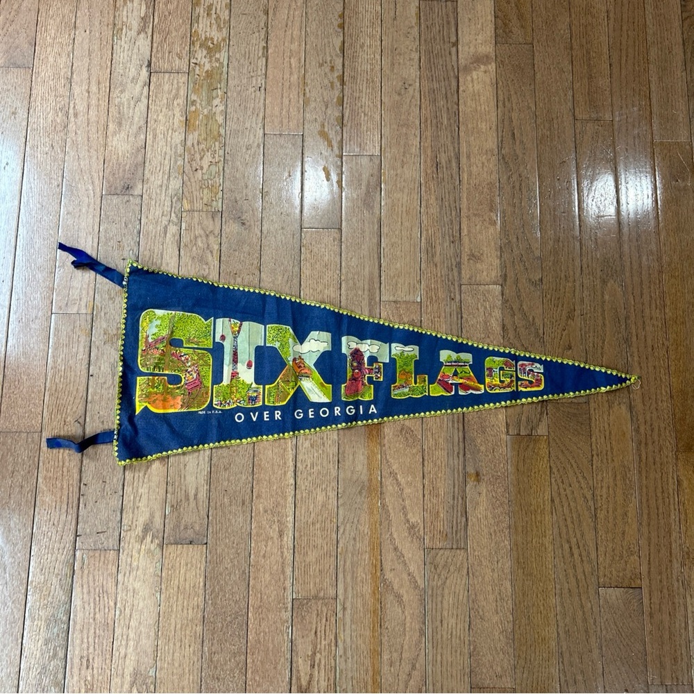 Six Flags Over Georgia Pennant Flag Vintage 60’s 70’s Blue